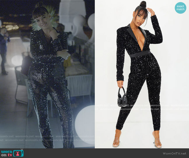 Pretty Little Thing Premium Velvet Jumpsuit worn by Mencia Blanco (Martina Cariddi) on Elite