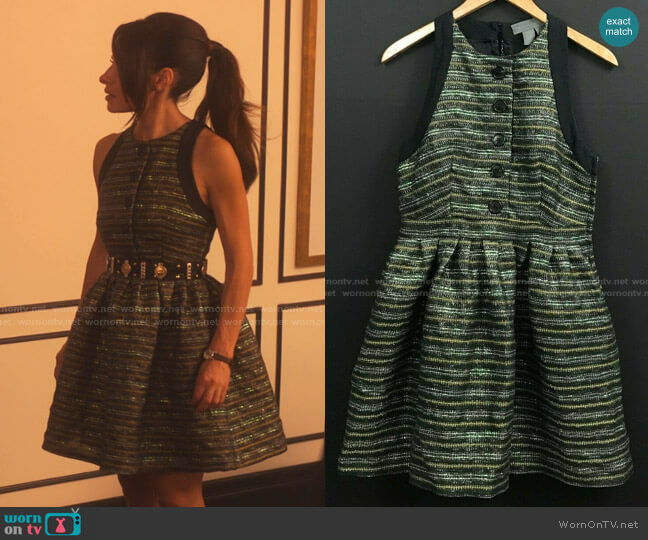Proenza Schouler Metallic Stripe Sleeveless Mini Dress worn by Billie Connelly (Sara Shari) on Sex/Life