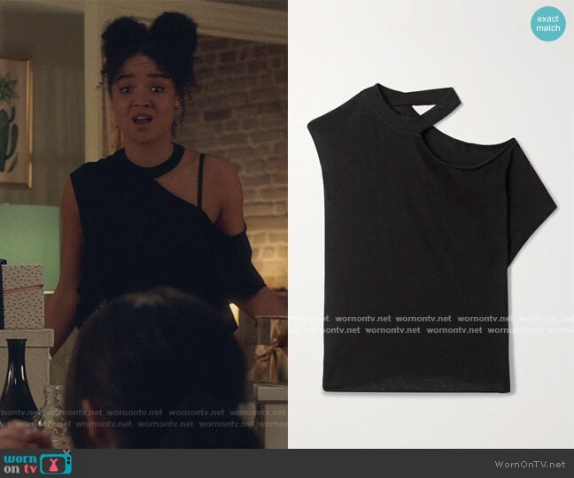 RtA Axel cut-out T-shirt worn by Kat Edison (Aisha Dee) on The Bold Type