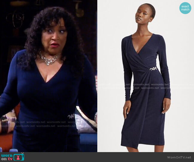 Ralph Lauren Matte Jersey Surplice Dress worn by Paulina Price (Jackée Harry) on Days of our Lives