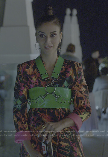 Rebeca’s flame printed blazer dress on Elite