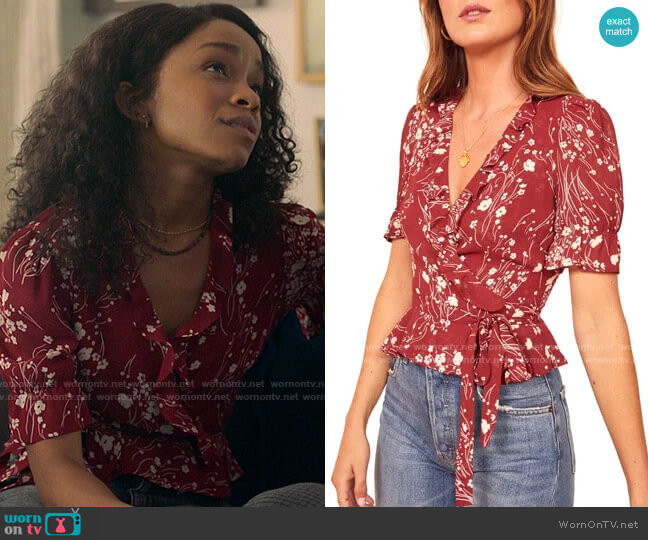 Reformation Caprice Bryce Top worn by Mia Brooks (Rachel Hilson) on Love Victor