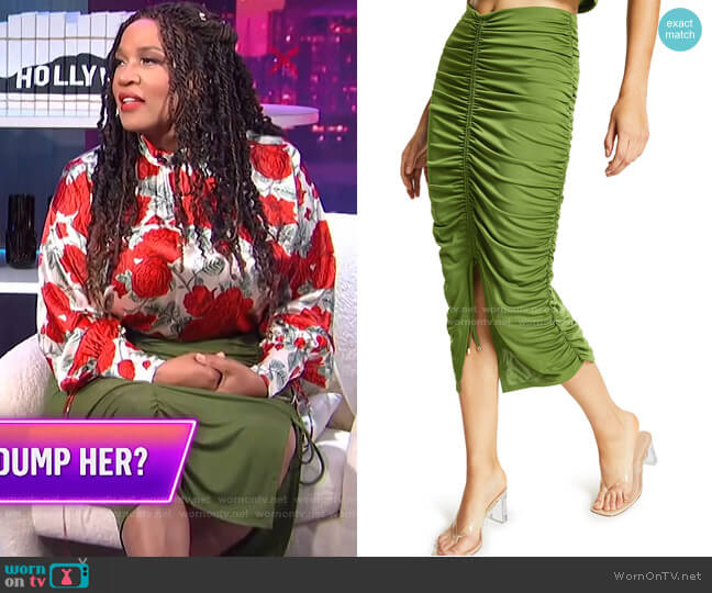 INC International Concepts Ruched Midi Skirt worn by Kym Whitley on E! News
