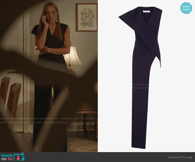 Safiyaa Elinata Navy Top worn by Dominique Deveraux (Michael Michele) on Dynasty