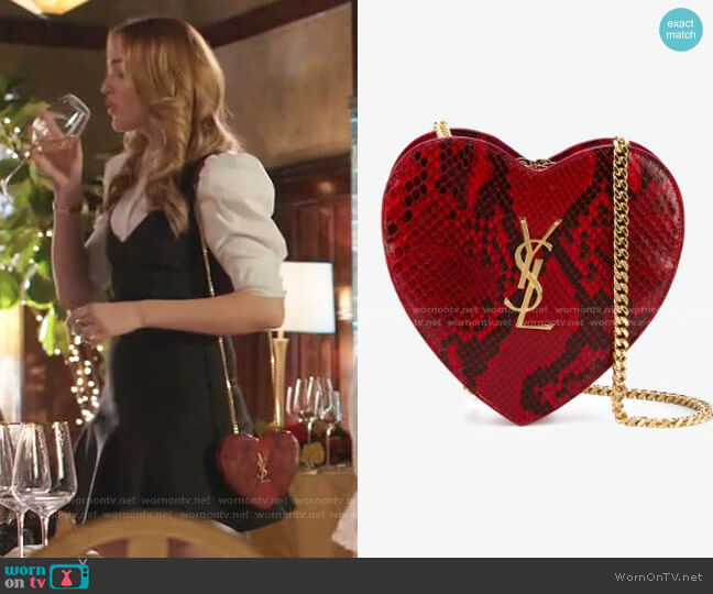 Saint Laurent Small Love Heart Chain Bag worn by Kirby Anders (Maddison Brown) on Dynasty