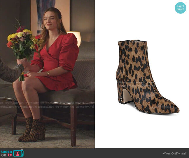 Sam Edelman Hilty Leopard Print Calf Hair Booties worn by Kirby Anders (Maddison Brown) on Dynasty
