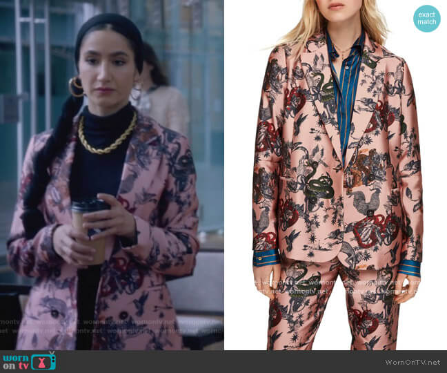 Scotch & Soda Print Double Breasted Blazer worn by Adena El-Amin (Nikohl Boosheri) on The Bold Type