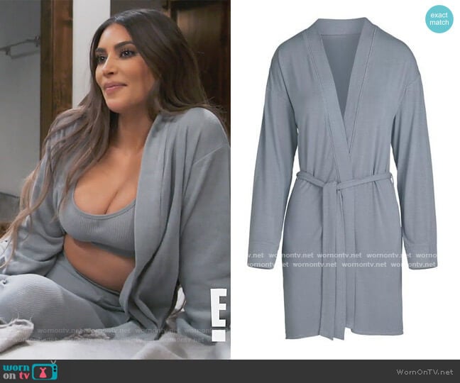 Skims PJ Sleep Robe in Slate worn by Kim Kardashian on Keeping Up with the Kardashians