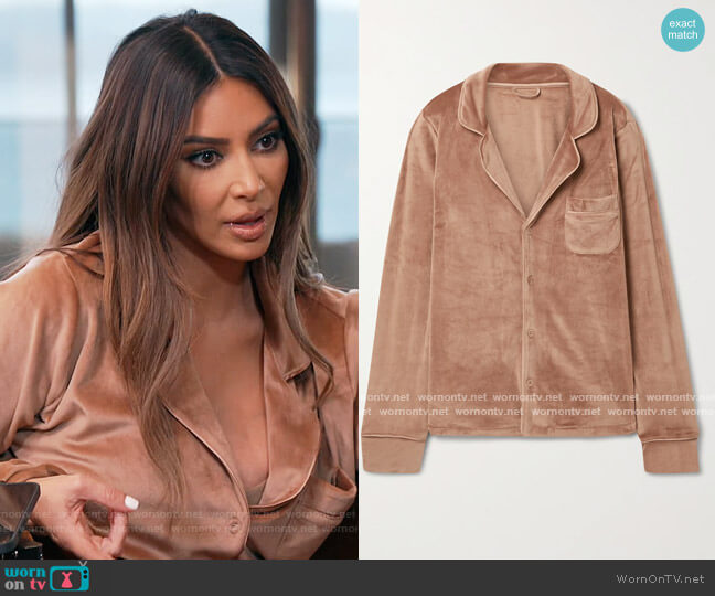 Skims Velour sleep shirt worn by Kim Kardashian on Keeping Up with the Kardashians