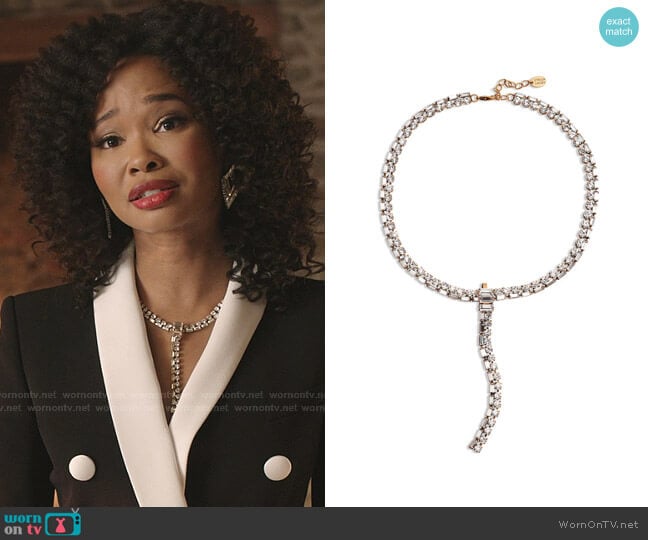 Stella + Ruby Baguette Y-Necklace worn by Monica Colby (Wakeema Hollis) on Dynasty