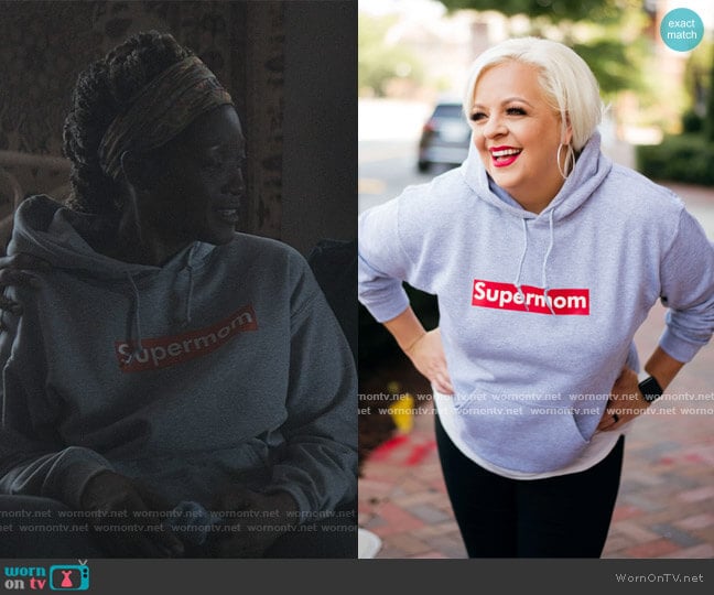 Supermom Culture Supermom Hoodie in Gray worn by Jada Washington (Yolonda Ross) on The Chi