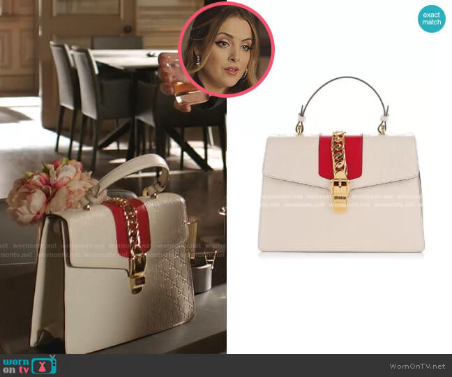 Gucci Sylvie Top Handle Bag worn by Fallon Carrington (Elizabeth Gillies) on Dynasty