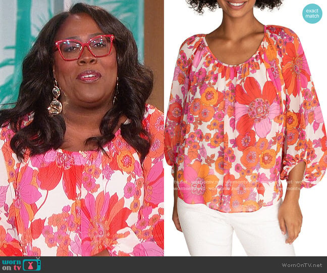 Trina Turk Tropicana Floral Top worn by Sheryl Underwood on The Talk