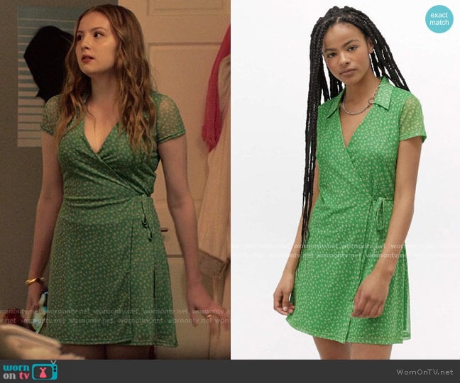 Urban Outfitters Modern Mesh Collared Mini Wrap Dress worn by Lake Meriwether (Bebe Wood) on Love Victor