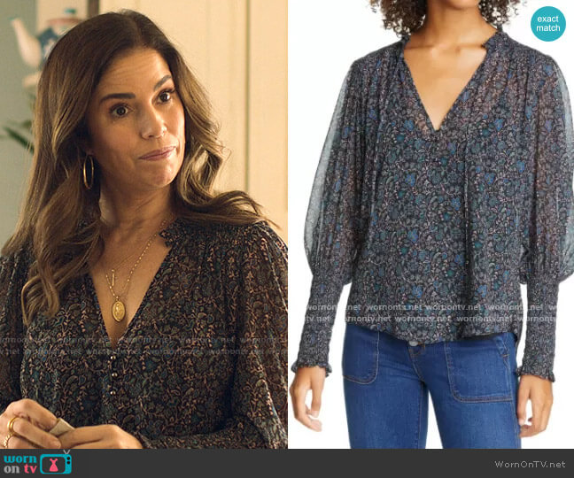 Veronica Beard Jaz Blouse worn by Isabel Salazar (Ana Ortiz) on Love Victor