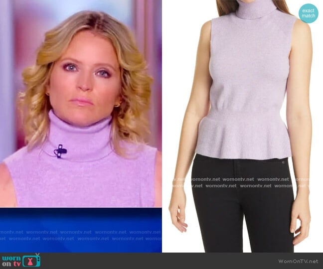 Veronica Beard Noor Sleeveless Cashmere Turtleneck Sweater worn by Sara Haines on The View