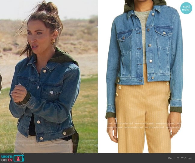 Veronica Beard Shani Mixed Media Denim & Twill Jacket worn by Kaitlyn Bristowe on The Bachelorette