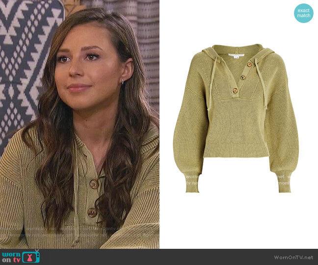 Veronica Beard Ursina Hooded Rib Knit Sweater worn by Katie Thurston on The Bachelorette