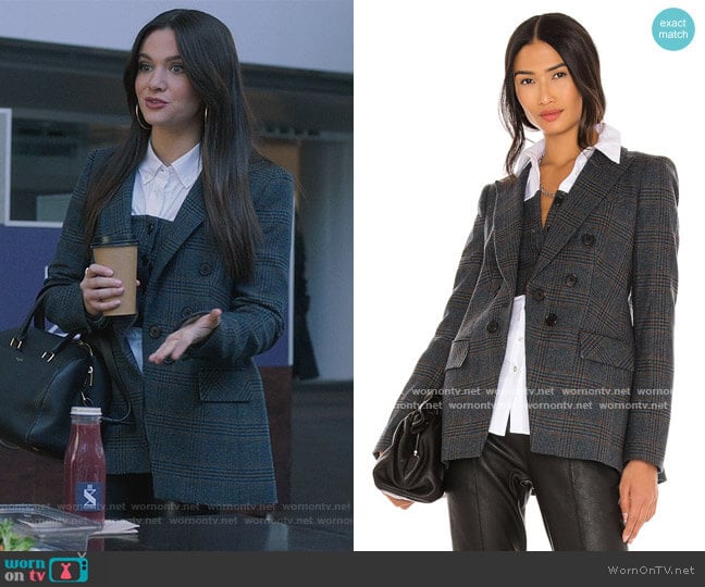 Veronica Beard Yareli Plaid Wool Jacket worn by Jane Sloan (Katie Stevens) on The Bold Type