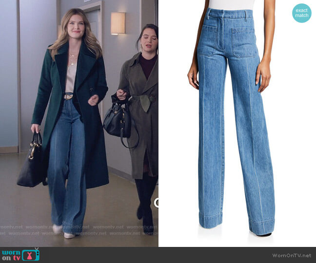 Victoria Beckham High-Rise Patch Pocket Denim Jeans worn by Sutton (Meghann Fahy) on The Bold Type