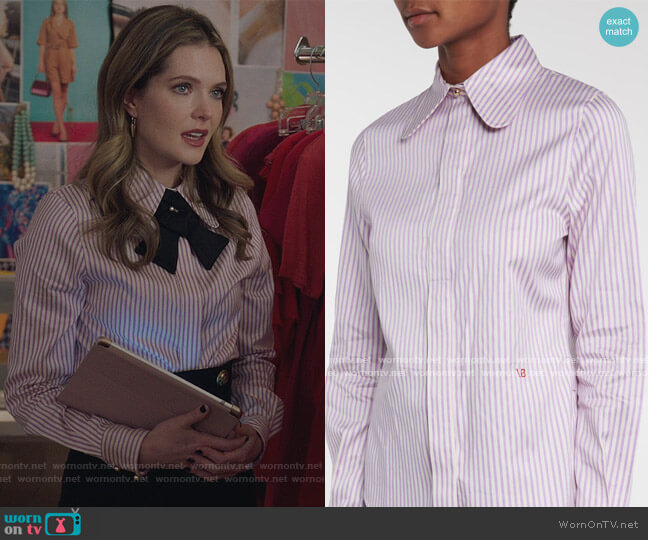 Victoria Beckham Striped cotton-blend shirt worn by Sutton (Meghann Fahy) on The Bold Type