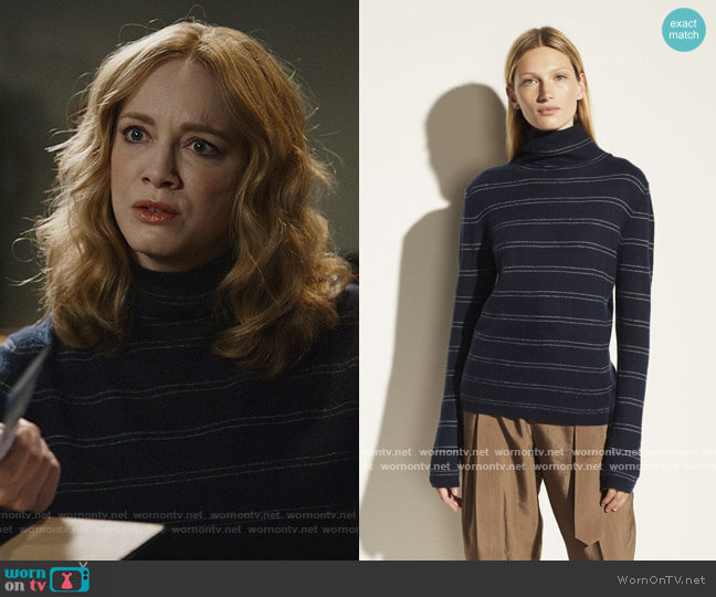 Vince Boiled Cashmere Striped Fitted Turtleneck worn by Beth Boland (Christina Hendricks) on Good Girls
