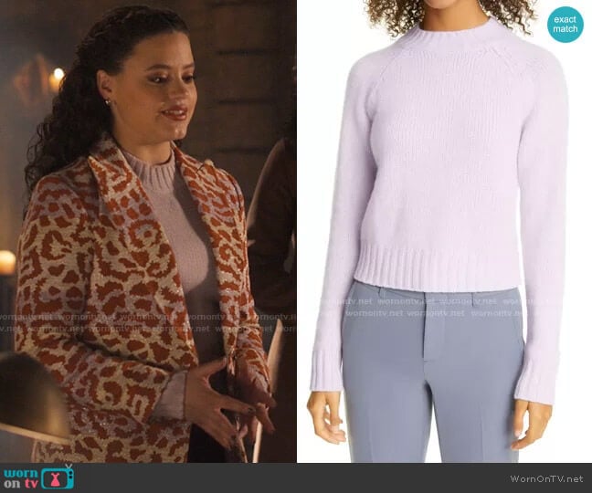 Vince Shrunken Mock Neck Cashmere Sweater in French Lilac worn by Maggie Vera (Sarah Jeffery) on Charmed
