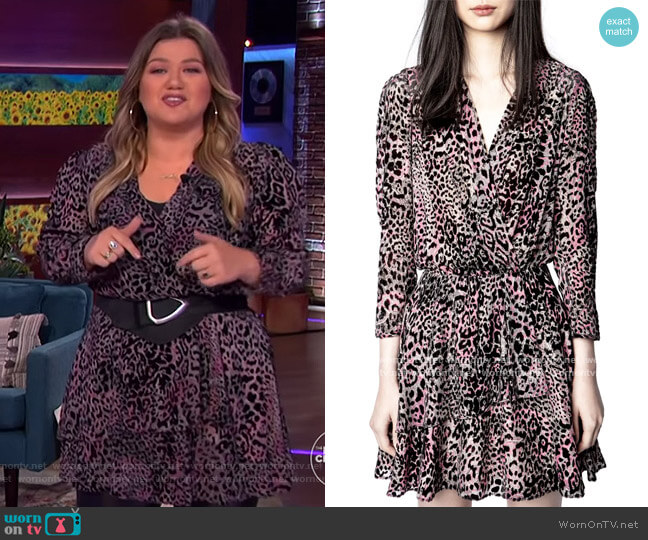 Zadig & Voltaire Rogers Velours Leopard & Paisley Print Long Sleeve Dress worn by Kelly Clarkson on The Kelly Clarkson Show