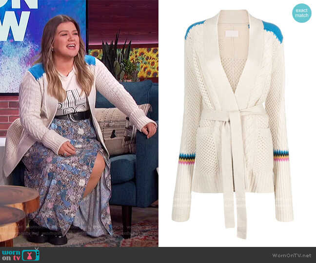 Zadig and Voltaire Contrast-panel Wool Cardigan worn by Kelly Clarkson on The Kelly Clarkson Show