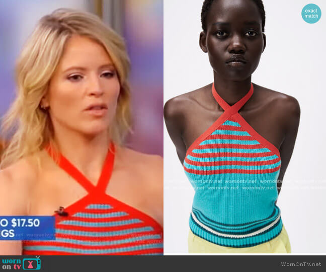 Zara Stripe Halter Neck Top worn by Sara Haines on The View