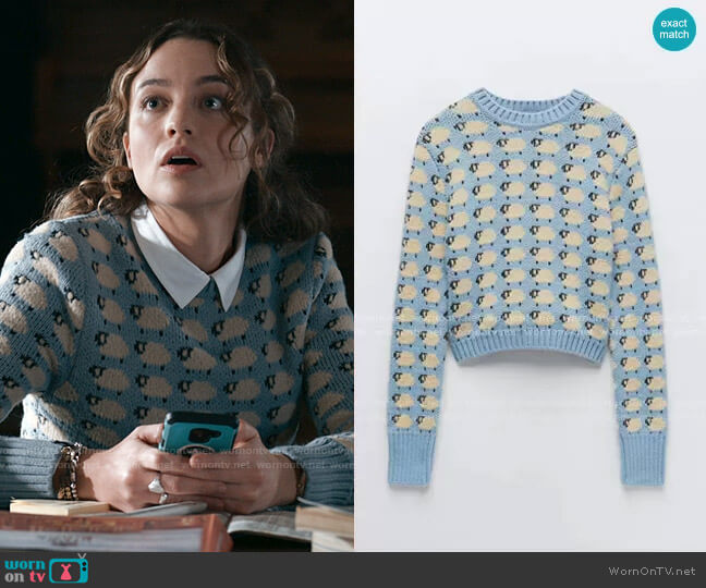 Zara Knit Jacquard Sweater worn by Sarah Cooper (Stella Baker) on The Republic of Sarah