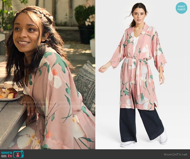 A New Day Floral Print Duster worn by Mia Brooks (Rachel Hilson) on Love Victor
