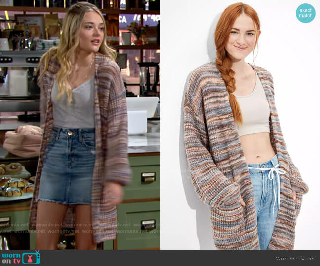 American Eagle Oversized Dreamspun Cardigan worn by Faith Newman (Reylynn Caster) on The Young and the Restless