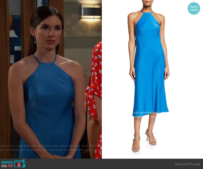 Aidan by Aidan Mattox Cowl-Back Halter Slip Dress worn by Willow Tait (Katelyn MacMullen) on General Hospital