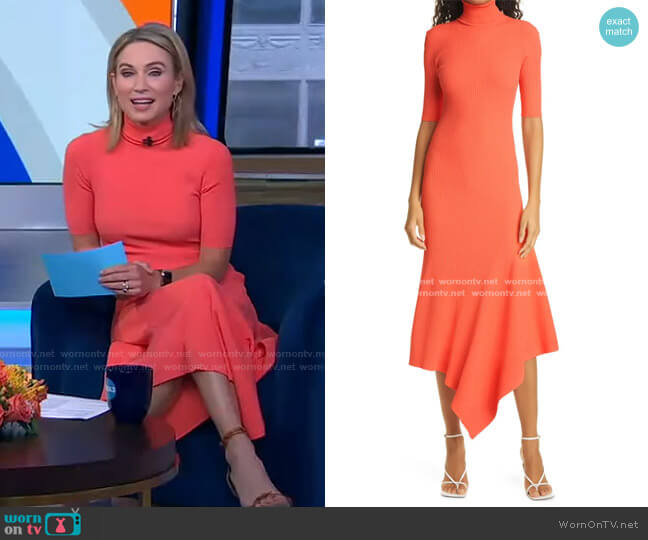 A.L.C. Erynna Turtleneck Midi Dress worn by Amy Robach on Good Morning America