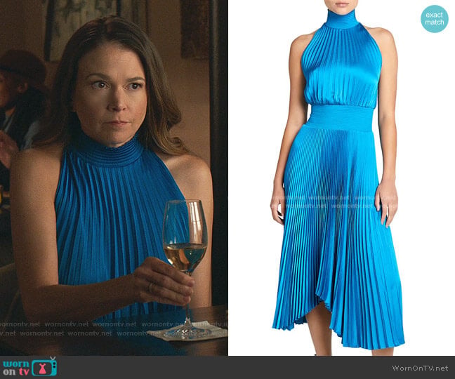 A.L.C. Renzo Pleated Midi Dress worn by Liza Miller (Sutton Foster) on Younger