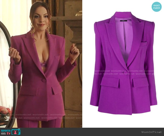 Alex Perry Alex Slim-Cut Blazer worn by Fallon Carrington (Elizabeth Gillies) on Dynasty