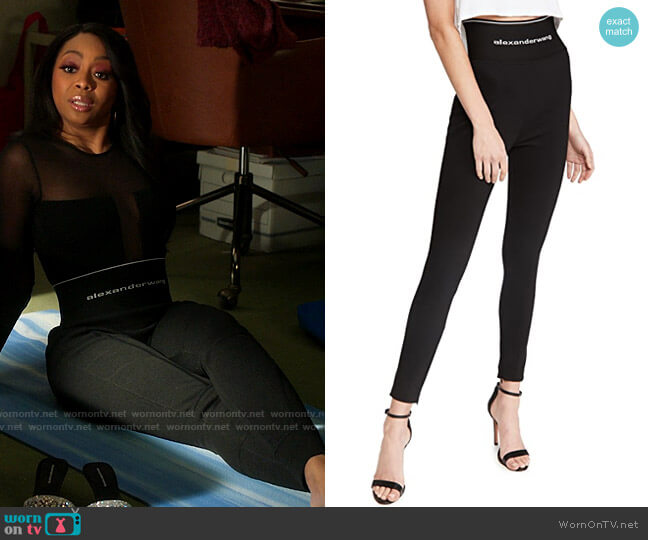 Alexander Wang Leggings with Exposed Zipper & Logo worn by Renee Ross (Bresha Webb) on Run the World