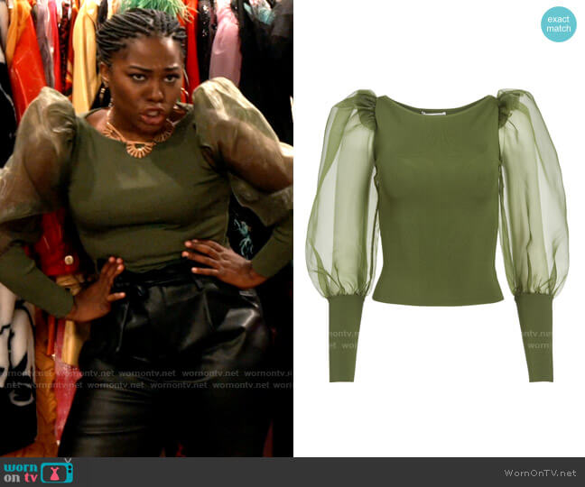 Alice + Olivia Abella Sweater in Army worn by Harper (Laci Mosley) on iCarly