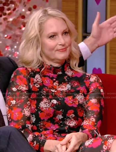 Ali Wentworth’s black floral mock neck dress on Live with Kelly and Ryan