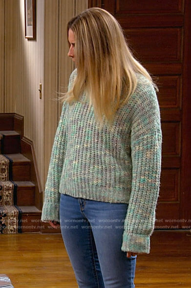 Allison’s green marled sweater on Kevin Can F**k Himself