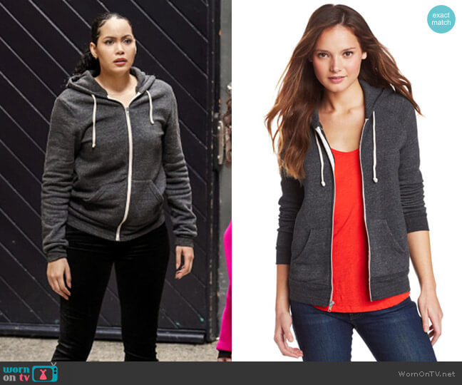 Alternative Adrian Hoodie in Eco Black worn by Macy Vaughn (Madeleine Mantock) on Charmed