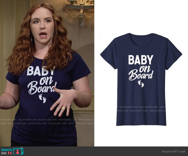 Baby on Board Novelty Tee worn by Mariah Copeland (Camryn Grimes) on The Young and the Restless