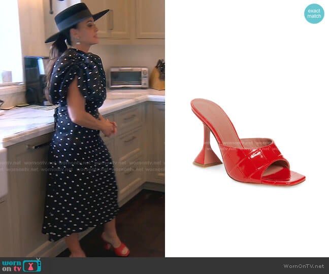 Amina Muaddi Lupita Slide Pump Sandal worn by Kyle Richards on The Real Housewives of Beverly Hills