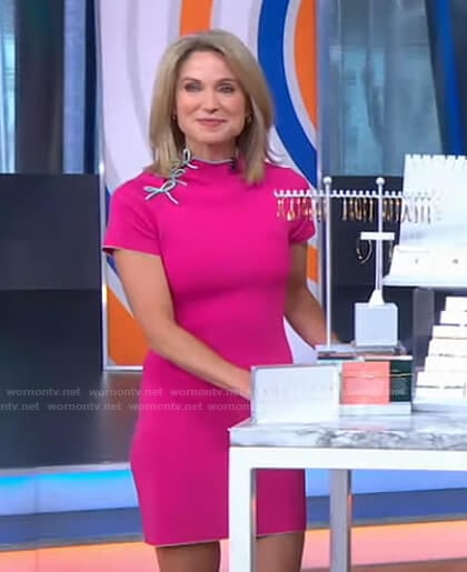 Amy’s pink bow detail mini dress on Good Morning America