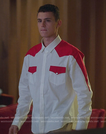 Ander’s white and red western shirt on Elite