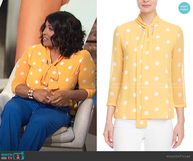 Anne Klein Nathalie Tie-Neck Blouse worn by Kym Whitley on E! News