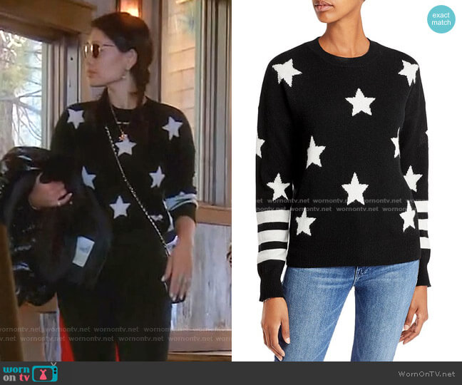 Aqua Cashmere Cashmere Star Sweater With Stripes worn by Crystal Kung Minkoff on The Real Housewives of Beverly Hills
