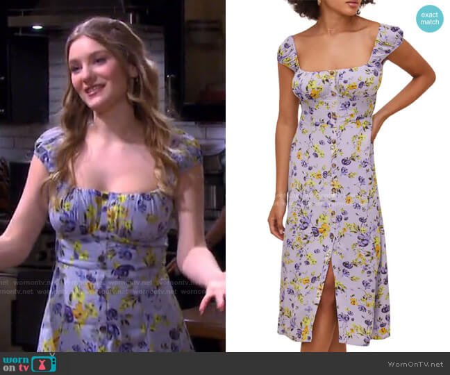 ASTR The Label Floral Square Neck Dress worn by Alice Caroline Horton (Lindsay Arnold) on Days of our Lives