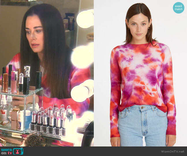 Autumn Cashmere Tie Dye Crew Sweater worn by Kyle Richards on The Real Housewives of Beverly Hills
